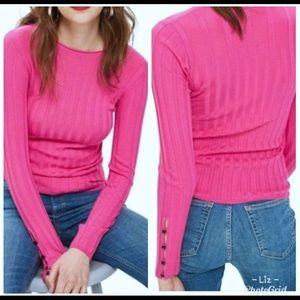 NWT Topshot Ribbed Hot Pink Sweater